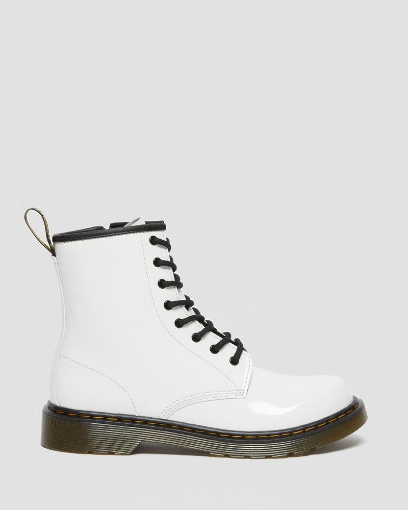 Dr Martens Youth 1460 Lak Leren Veterlaarzen Kinderen Wit | NL 114EBC